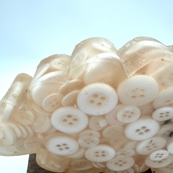 Sheep shaped lamb lucite resin with vintage buttons sewing room decor lover - Picture 3 of 12